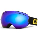 Lunette de ski masque double lentilles anti-buée de couleur bleu