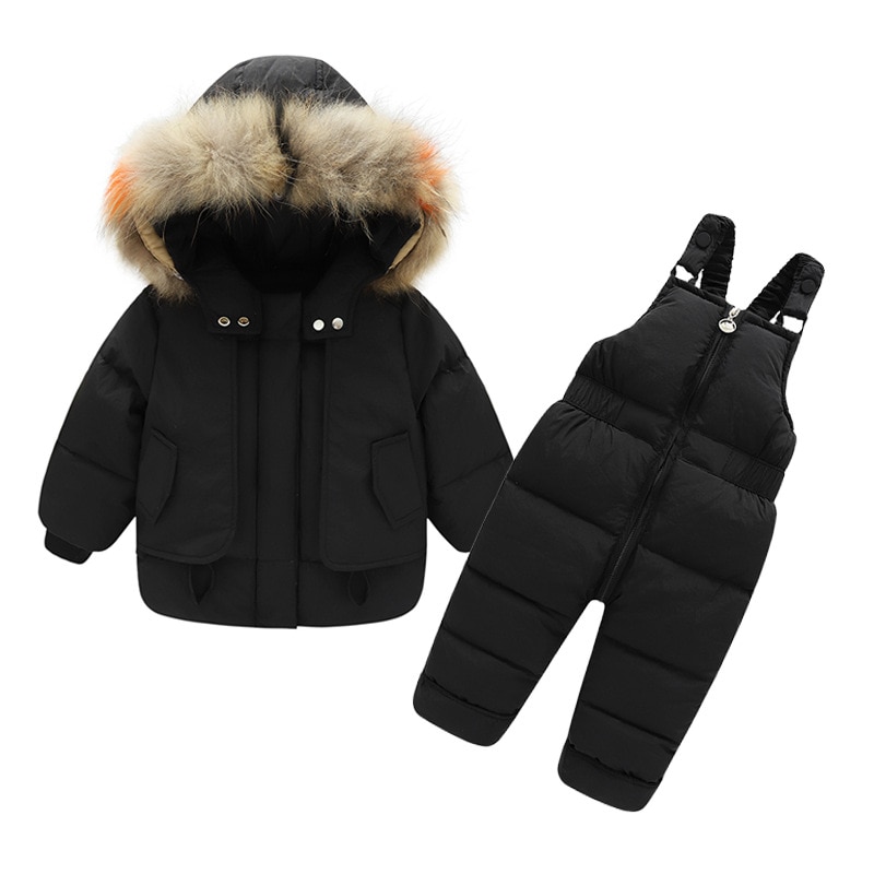 Combinaison Neige Enfant – Doudoune Capuche Ours + Pantalon – Chaud Épais – Polyamide – Taille 12 Mois à 6 Ans